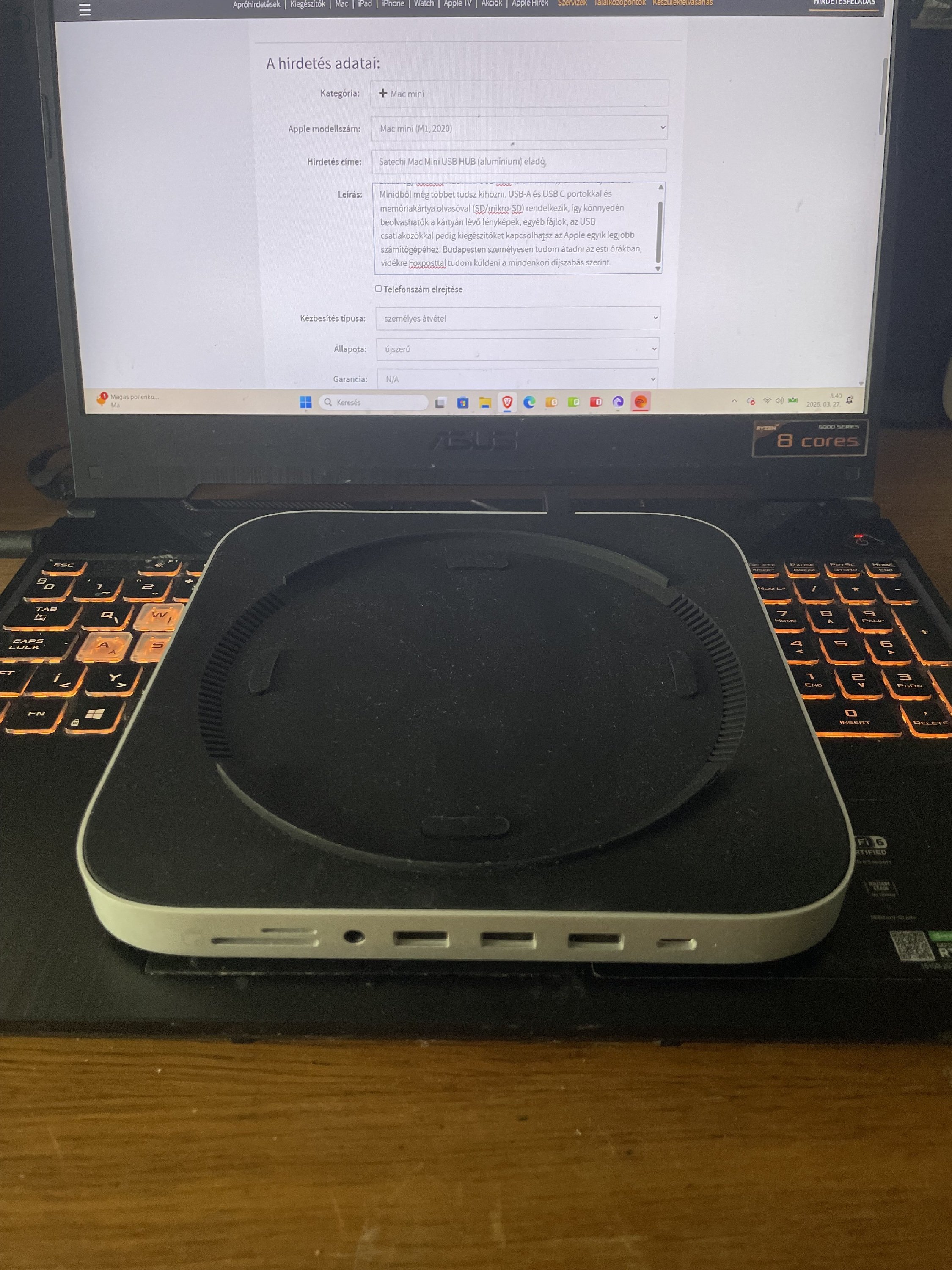 Satechi Mac Mini USB HUB (alumínium) eladó.