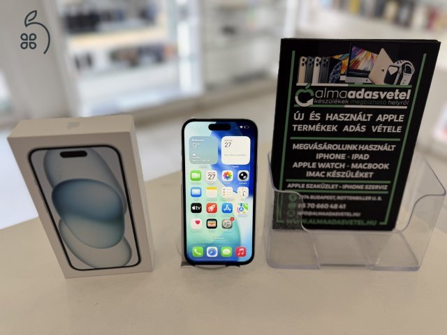 iPhone 15 128GB Független Újszerű/1 hónap gar./Akku 82%/p4817