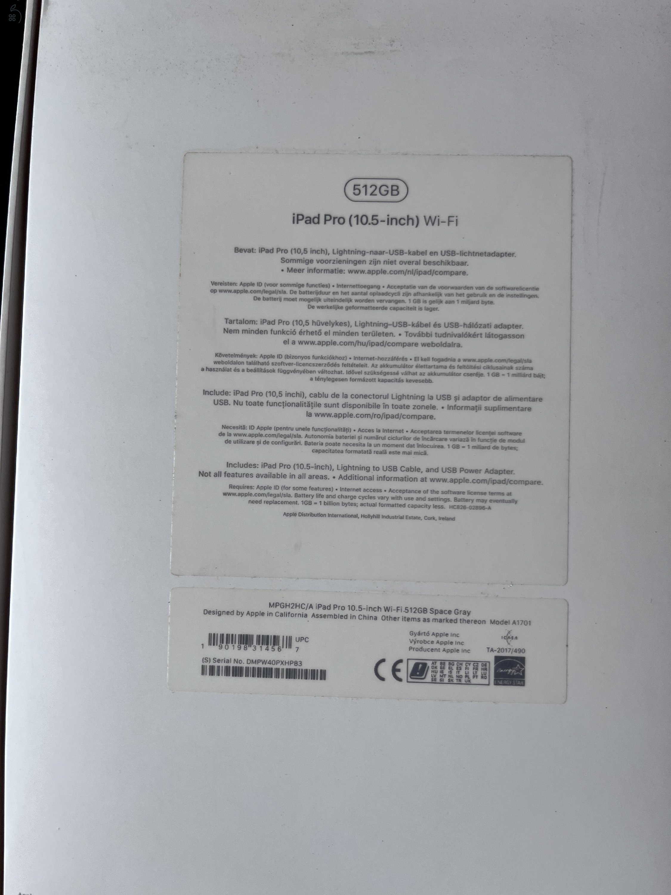 Apple iPad Pro 10.5 Space grey 512GB 100% akku