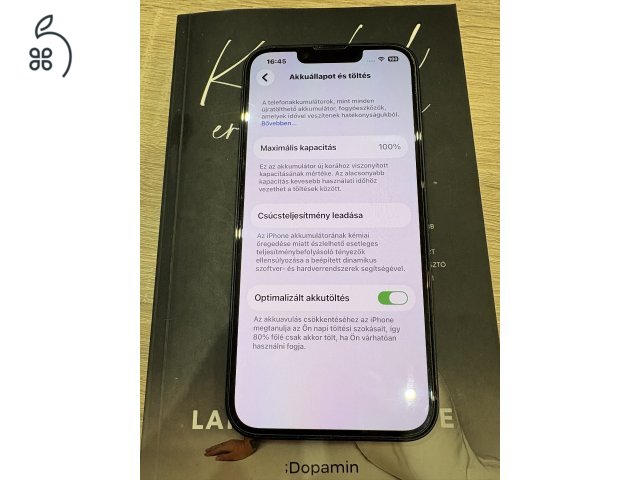 Eladó hibátlan állapotú Iphone 14 128 gb-os telefon 100 %-os akkumulátorral, magánszemélytől
