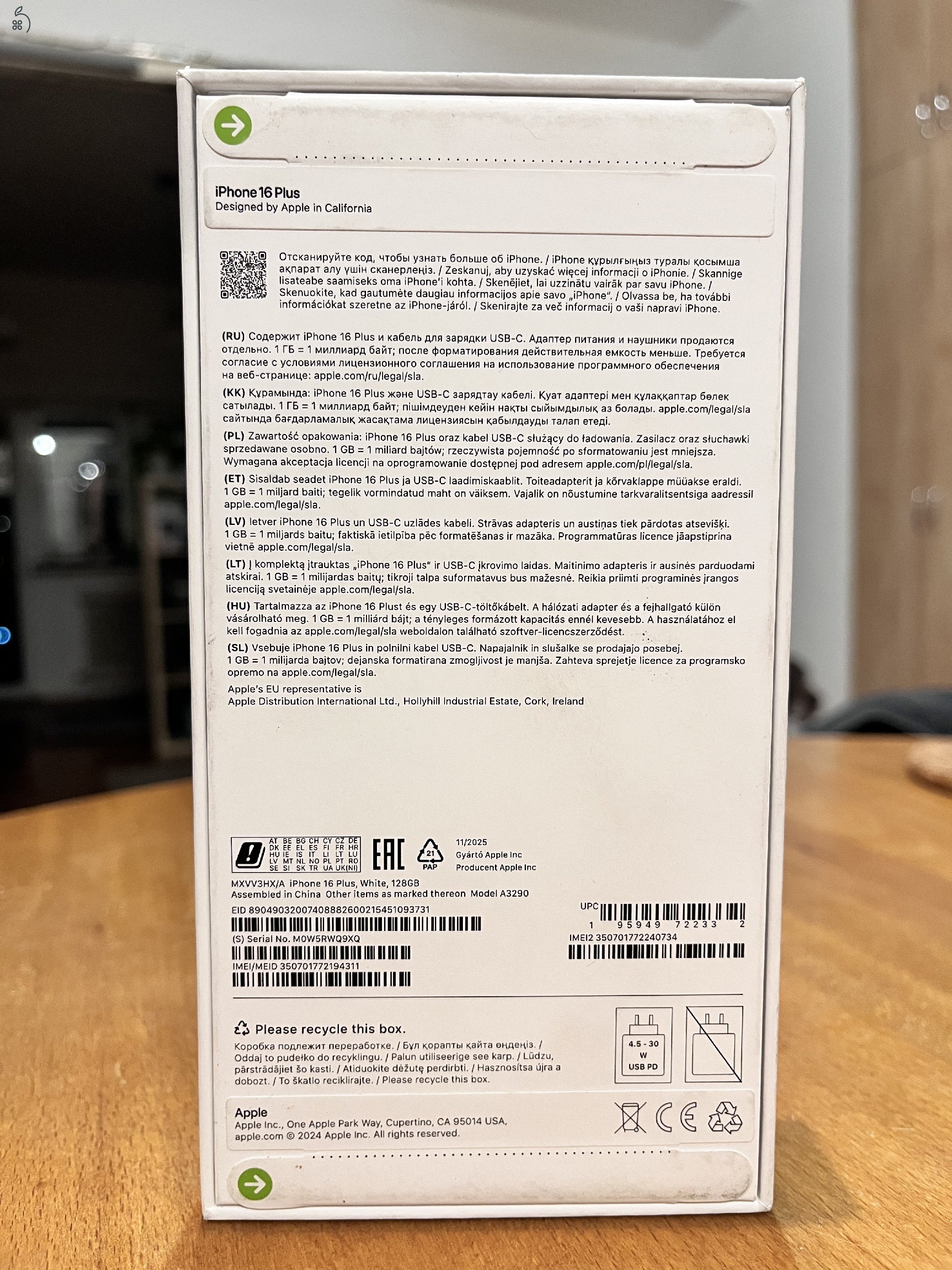 Eladó bontatlan csomagolású IPhone 16 Plus 128 Gb 