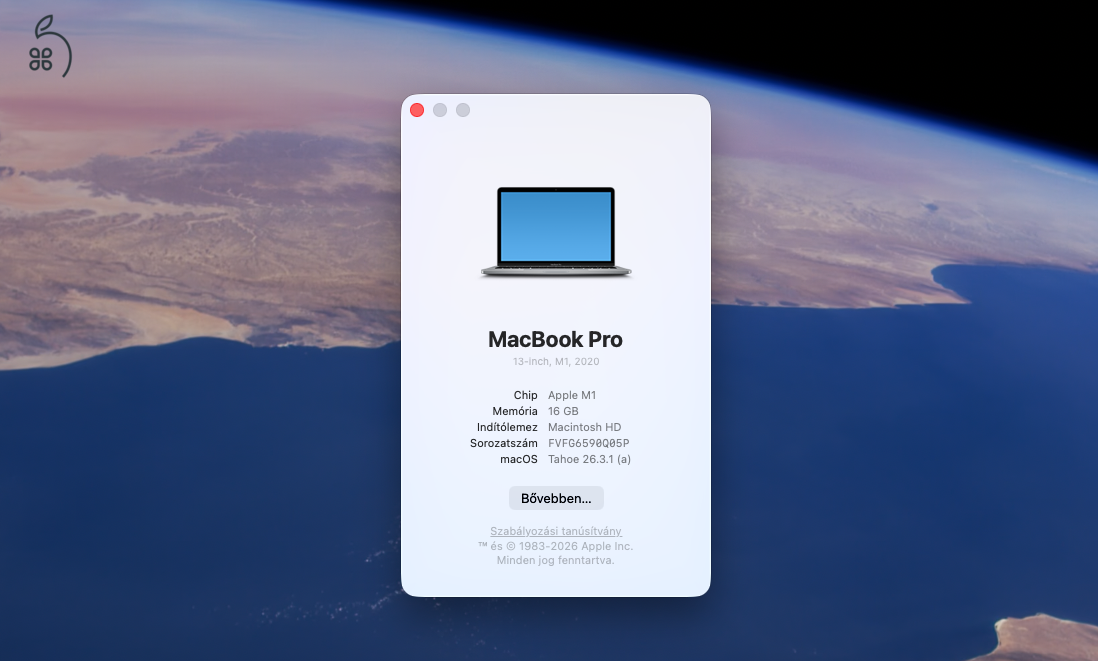 MacBook Pro 13” M1 (2020) – 16 GB RAM / 512 GB SSD – jó állapot