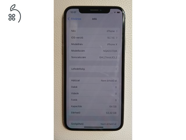 Eladó iPhone X 64GB új akkumulátorral (100%)