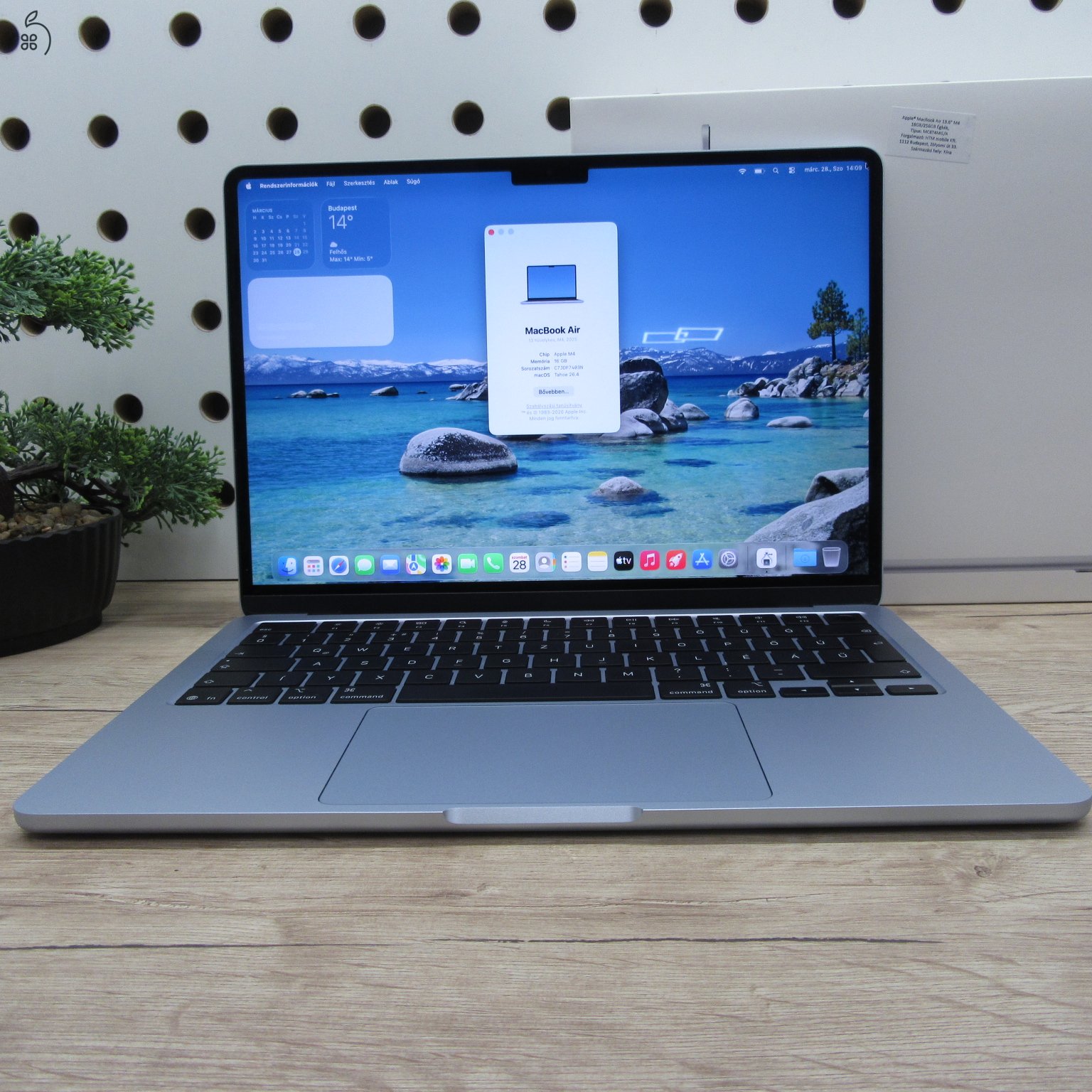Apple MacBook Air 13 M4 (2025) 16GB/256GB karcmentes 100% akku 37 ciklus
