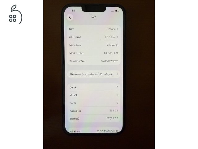 Eladó iPhone 13 Midnight 256GB