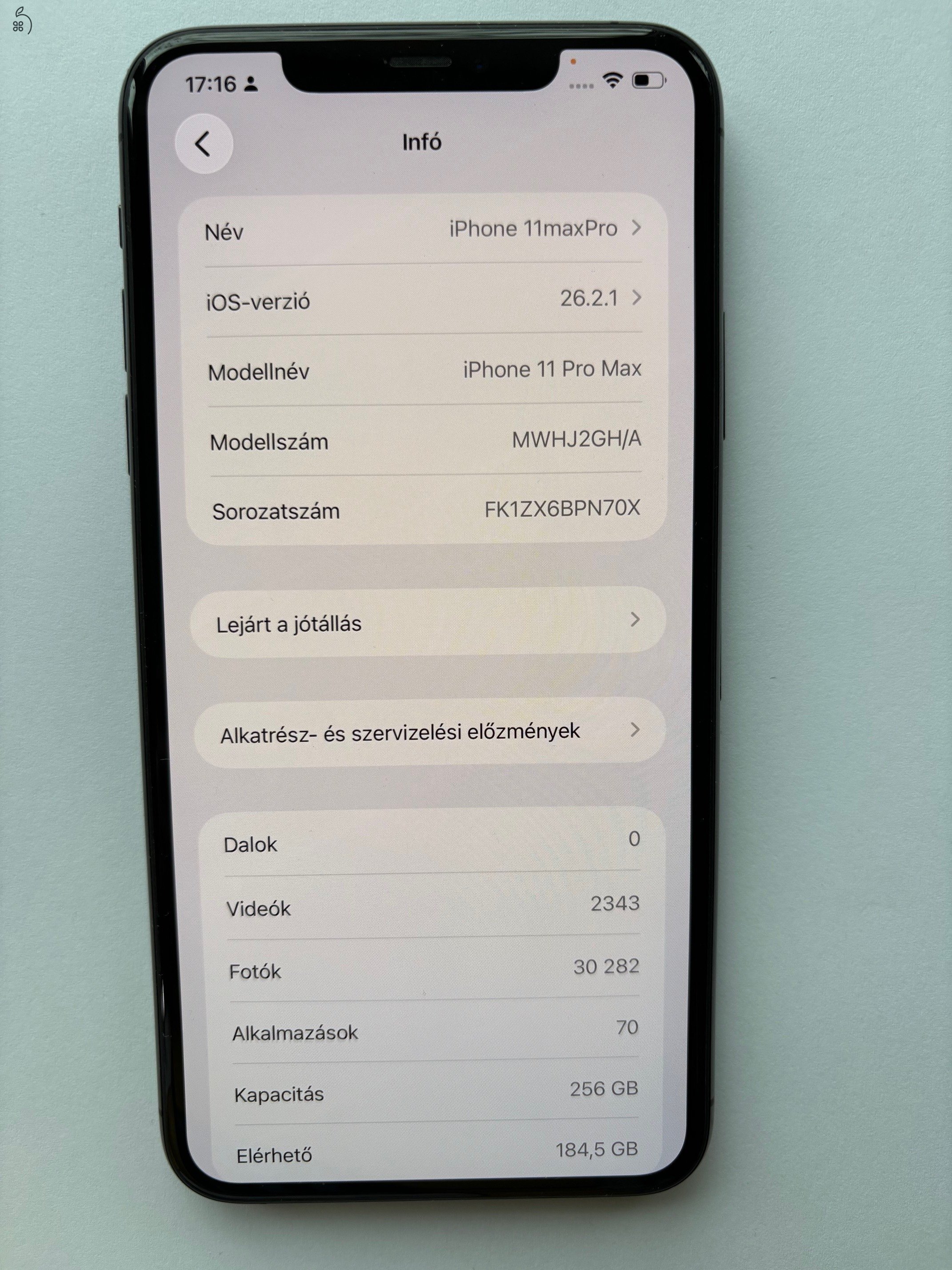 Iphone 11 Pro Max 256GB Space Gray 100% Akku Karcmentes!