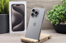 Hibátlan iPhone 15 Pro Natural Titanium 128GB 2 ÉV Garanciával 90%