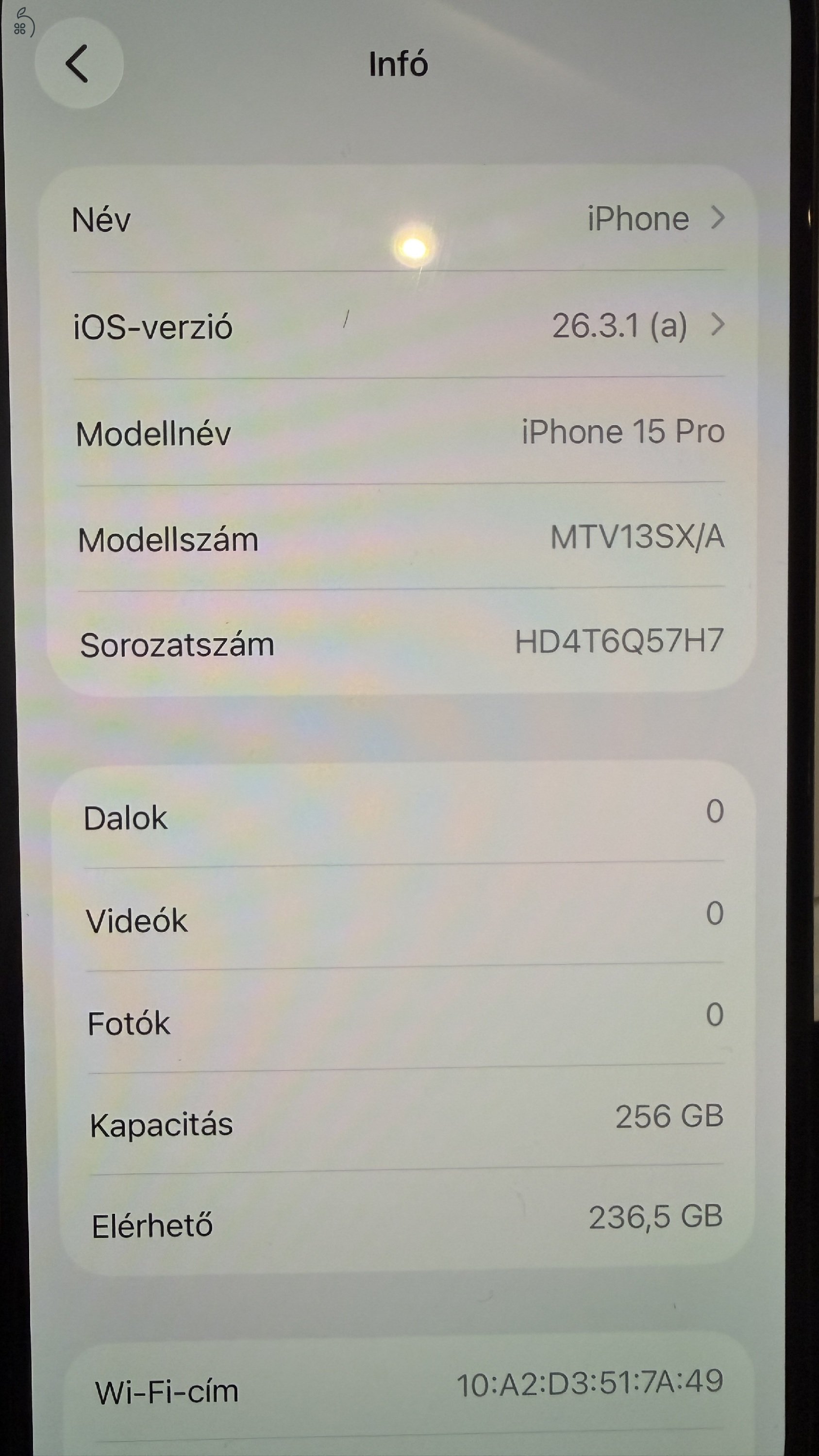 Újszerű I Phone 15 Pro 256 GB Fekete Eladó!