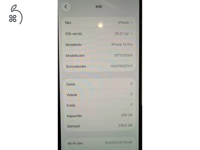 Újszerű I Phone 15 Pro 256 GB Fekete Eladó!