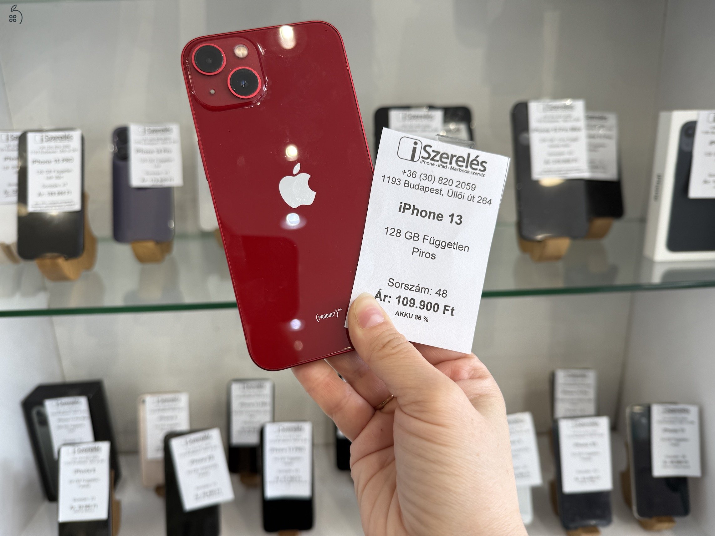 iPhone 13 128GB független red akku 86% Garanciával (48) iSzerelés.hu