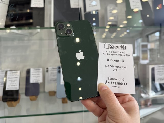 Garanciás iPhone 13 128GB független zöld ÚJ AKKUVAL (49) iSzerelés.hu