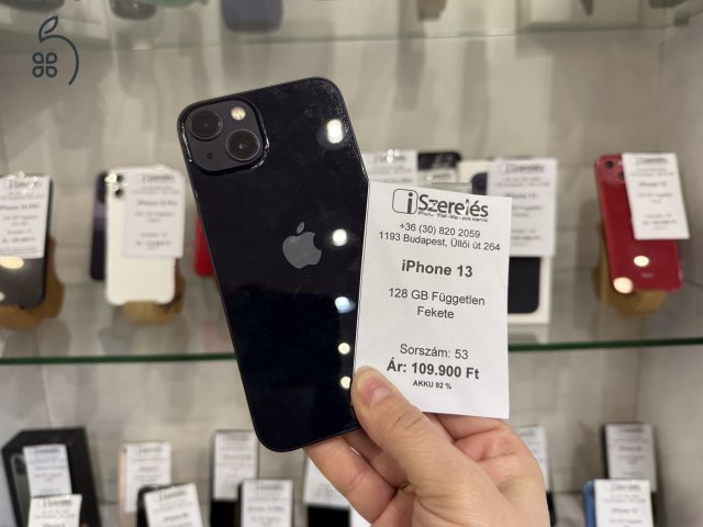 iPhone 13 128GB független fekete akku 92% (53) iSzerelés.hu