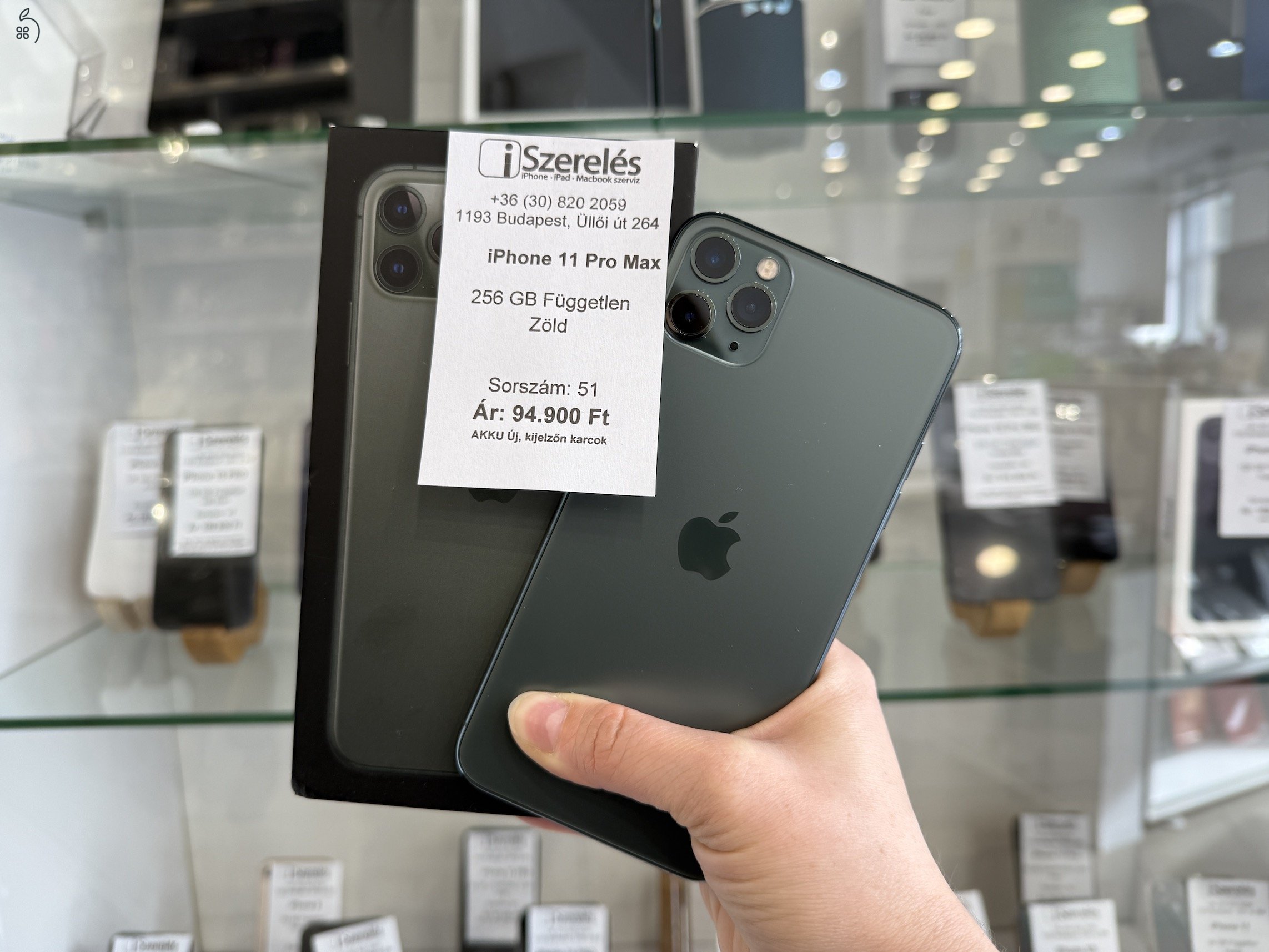 iPhone 11 Pro Max 256GB független zöld új akku (51) iSzerelés.hu