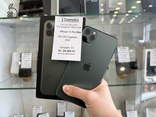 iPhone 11 Pro Max 256GB független zöld új akku (51) iSzerelés.hu