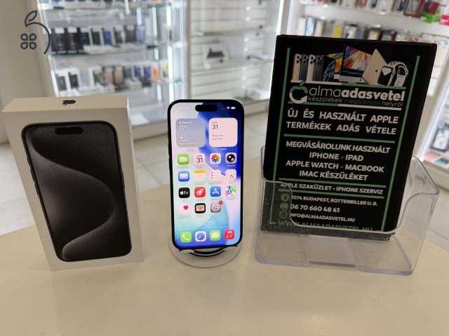 iPhone 15 Pro 256GB Független Újszerű/1-3 hónap gar./Akku 87%/p4820