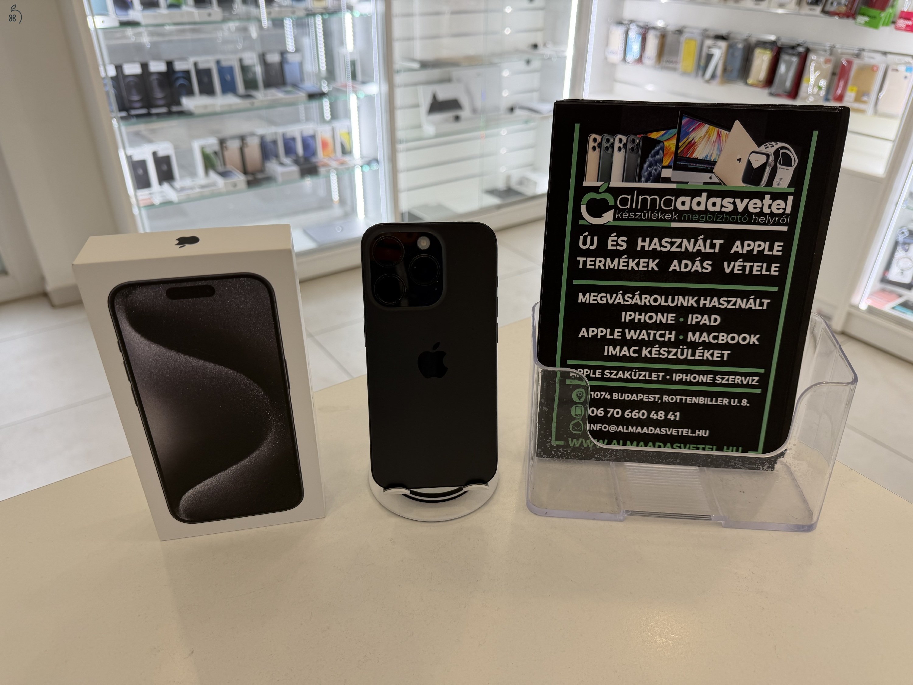 iPhone 15 Pro 256GB Független Újszerű/1-3 hónap gar./Akku 87%/p4820