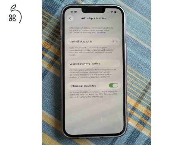 Iphone 14, 128GB, piros, 84% akku