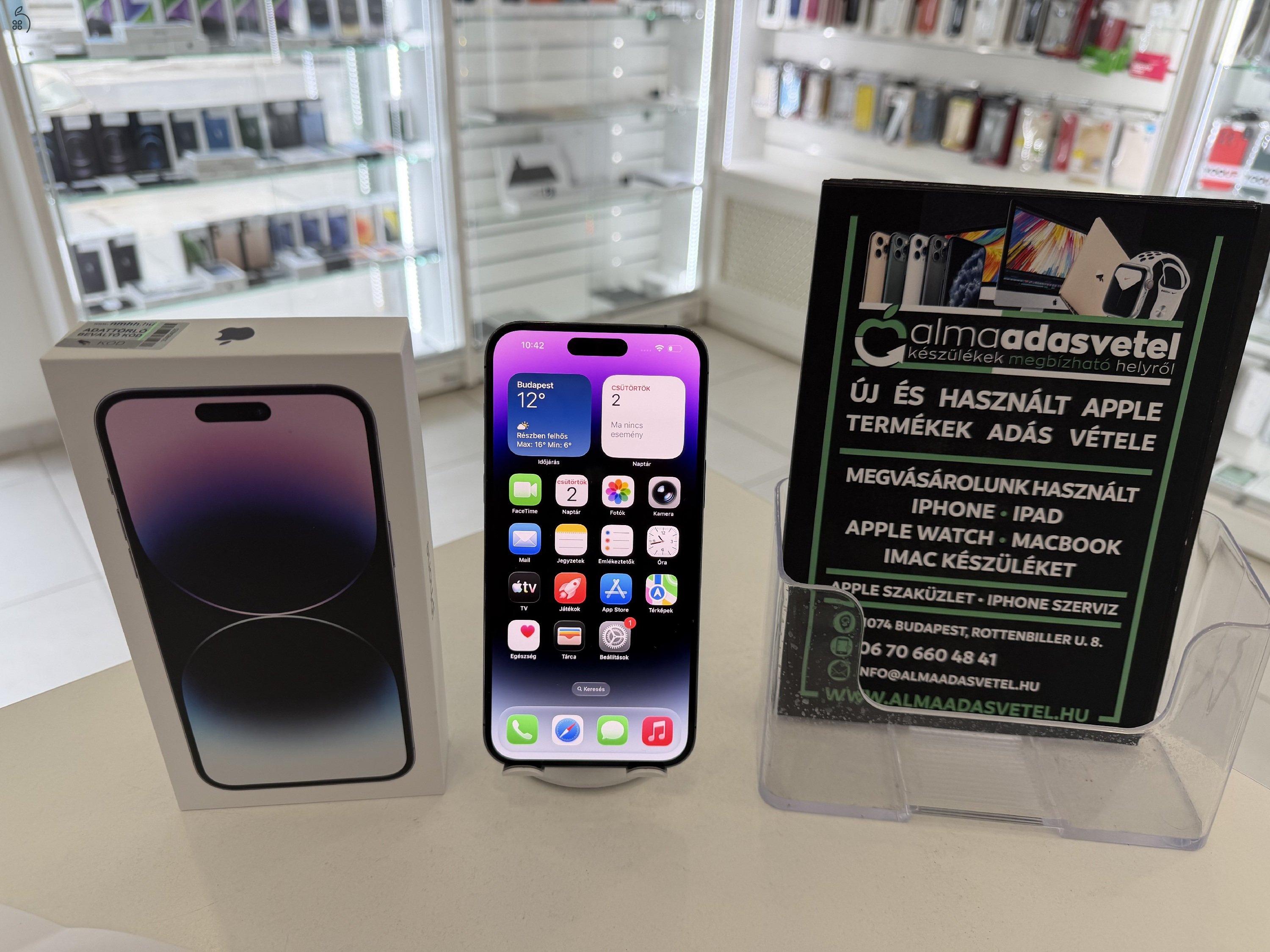 iPhone 14 Pro Max 256GB Független Újszerű/1-3 hónap gar./Akku 85%/p4826