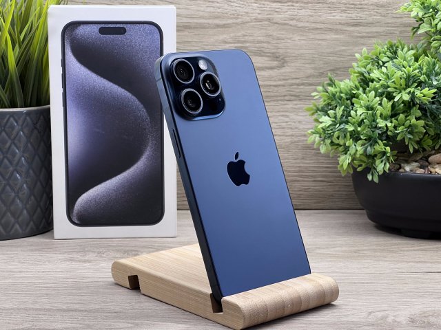 Hibátlan iPhone 15 Pro Max Blue Titanium 256GB 2 ÉV Garanciával 92%
