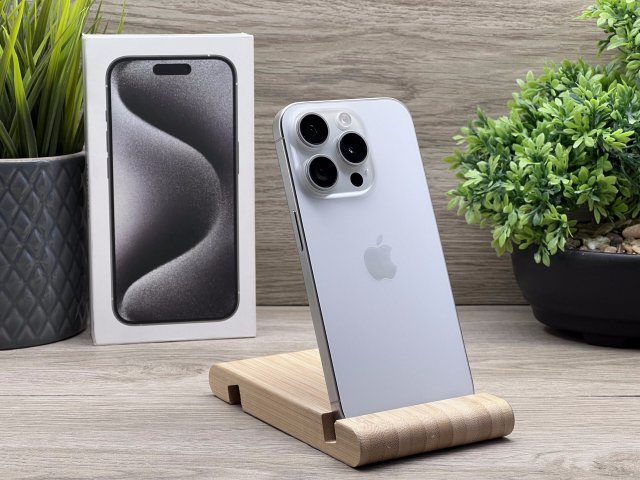 Hibátlan iPhone 15 Pro White Titanium 128GB 2 ÉV Garanciával 91%