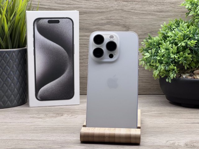 Hibátlan iPhone 15 Pro White Titanium 128GB 2 ÉV Garanciával 91%