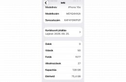 128 GB GYÁRILAG KÁRTYA-FÜGGETLEN  2026.09.25-IG APPLE GARANCIÁVAL 100% AKKUMLÁTOTOR  