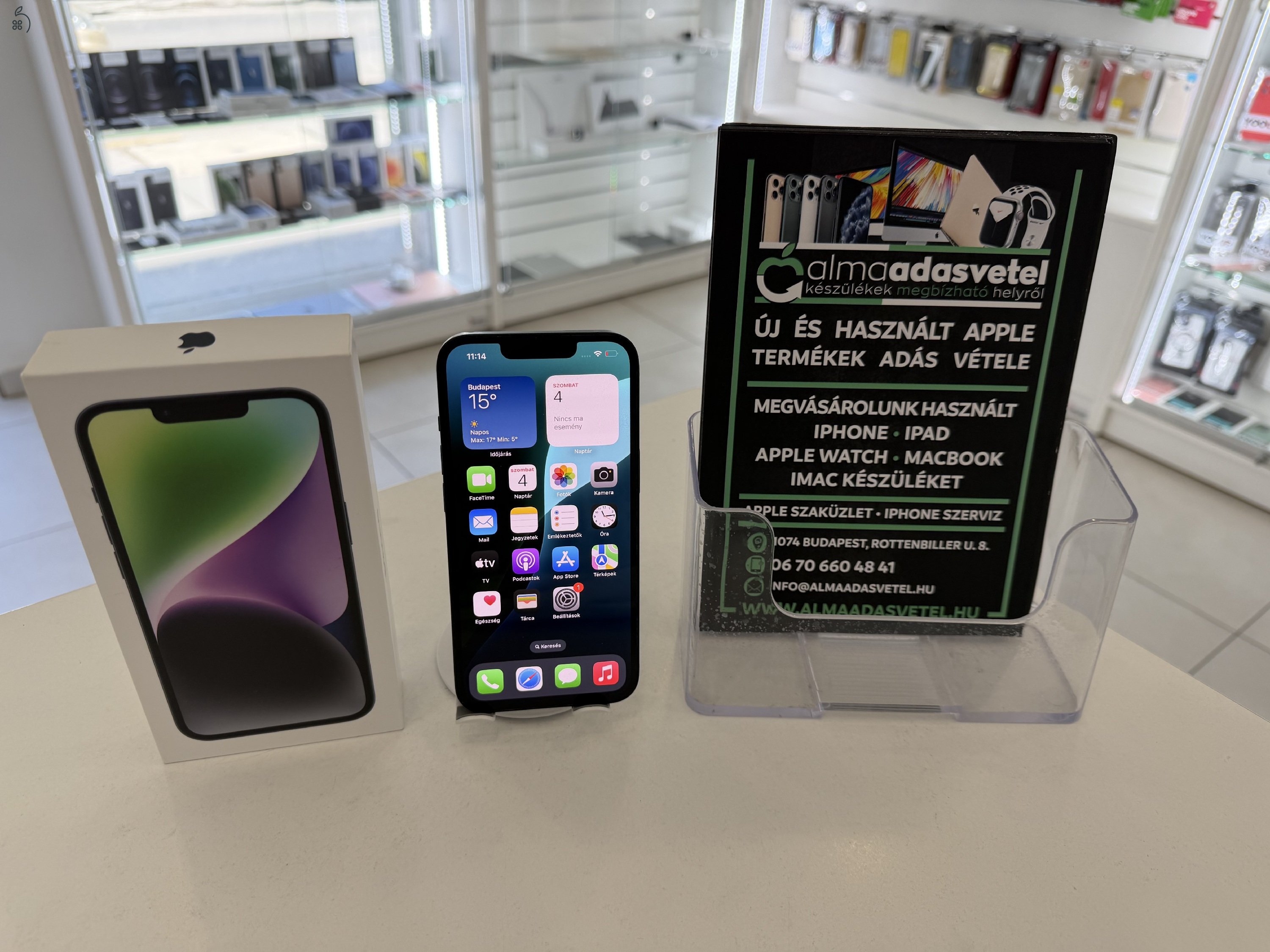 iPhone 14 256GB One Függő Használt/1-3 hónap gar./Akku 85%/p4831