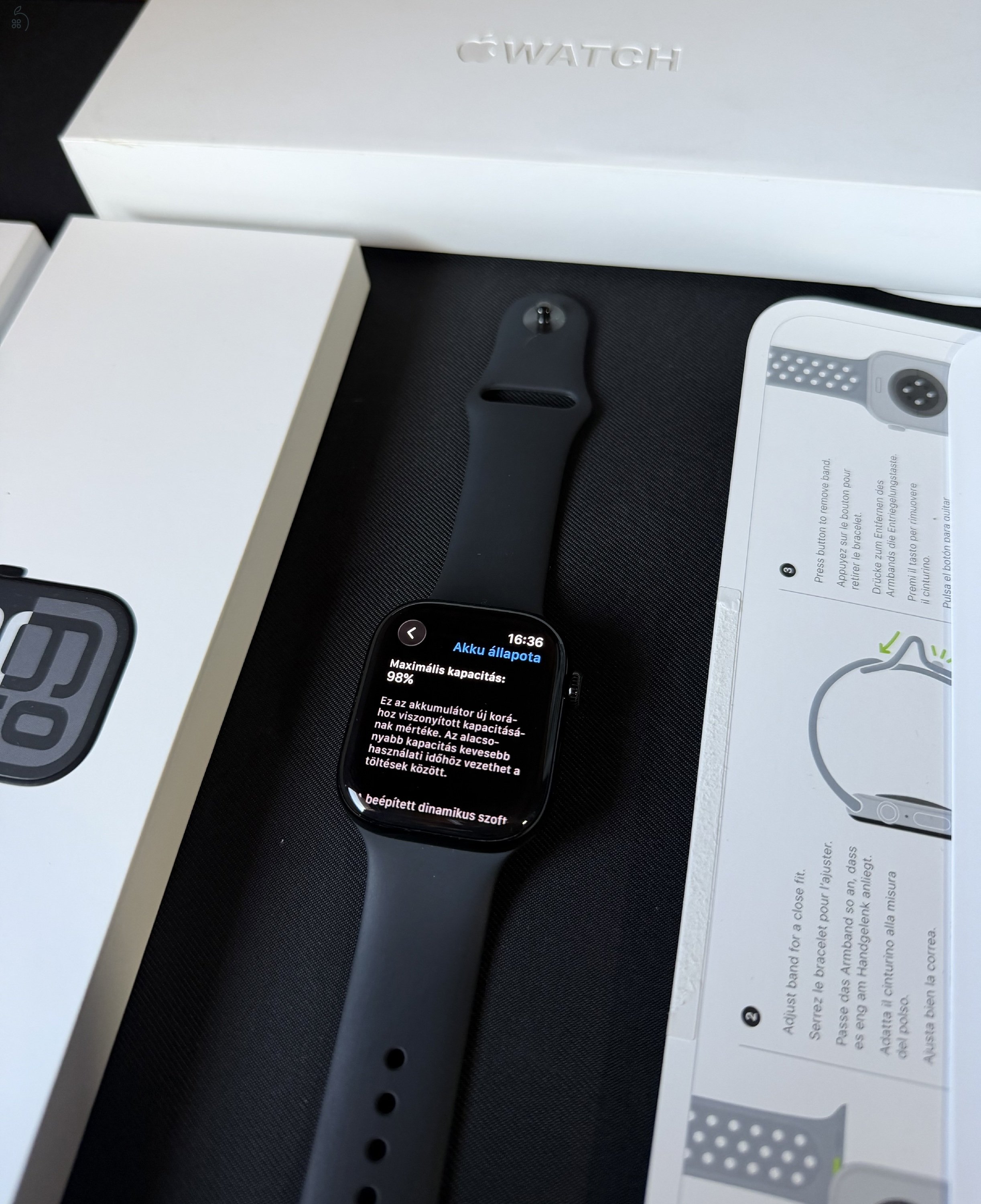 Apple Watch S10 46mm GPS+Cellular Jet Black - 2027.10-ig Garancia!