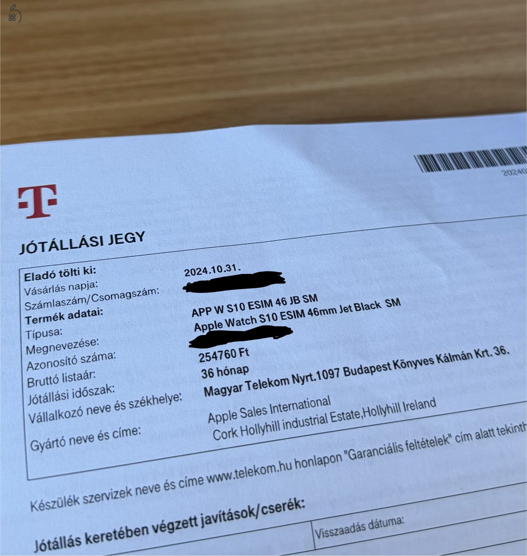 Apple Watch S10 46mm GPS+Cellular Jet Black - 2027.10-ig Garancia!