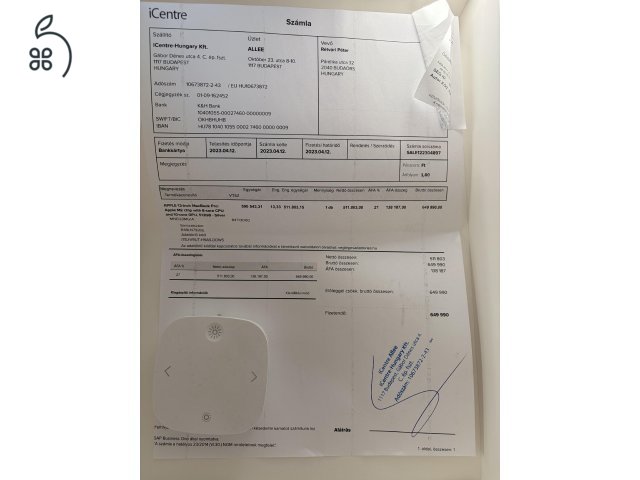 MacBook Pro M2 13” 8GB/512GB – GARANCIÁS 2026.04-ig, iCentre, Makulátlan, Dobozos