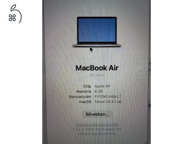 MacBook Air M1 (2020) 8/256GB - 100% AKKU! - Kihasználatlanság miatt eladó