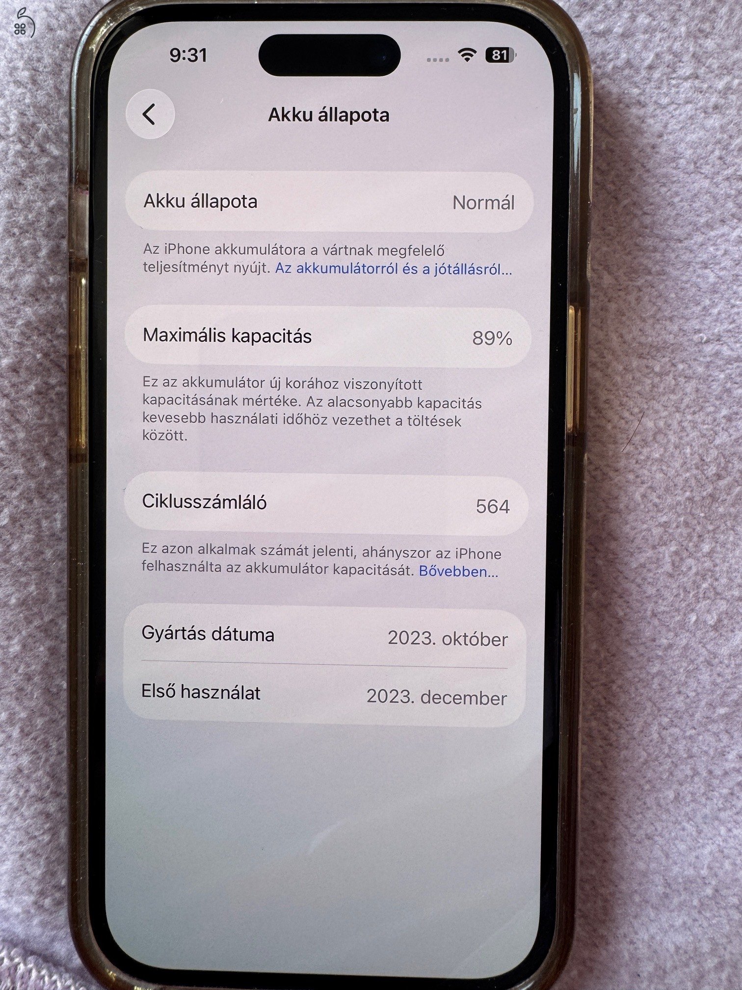 Eladó iPhone 15 128 GB fekete