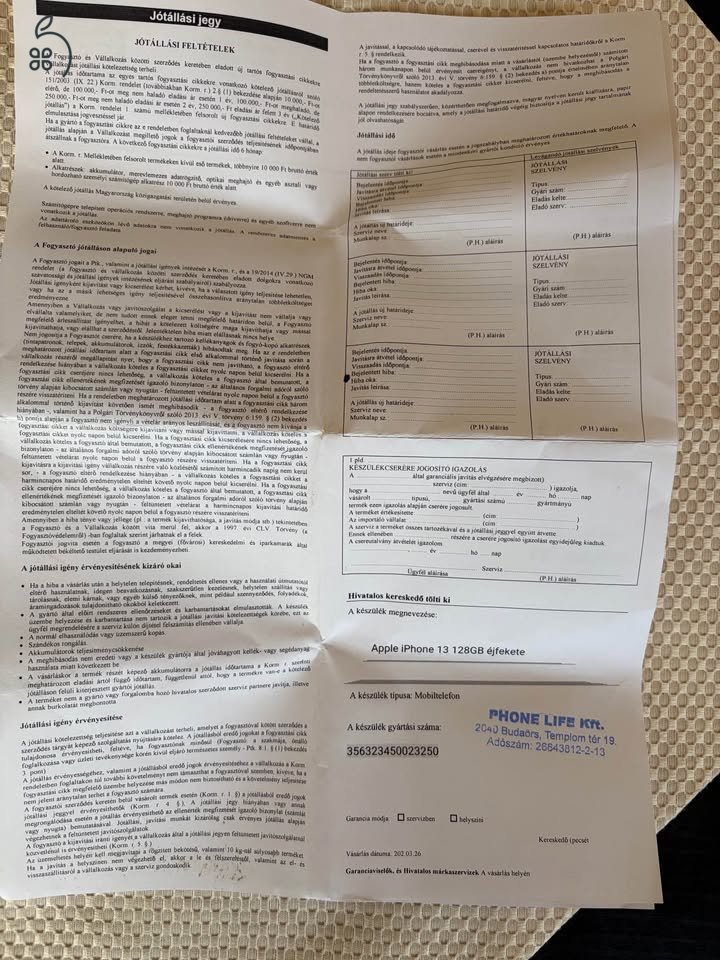 Apple Iphone 13 128GB éjfekete