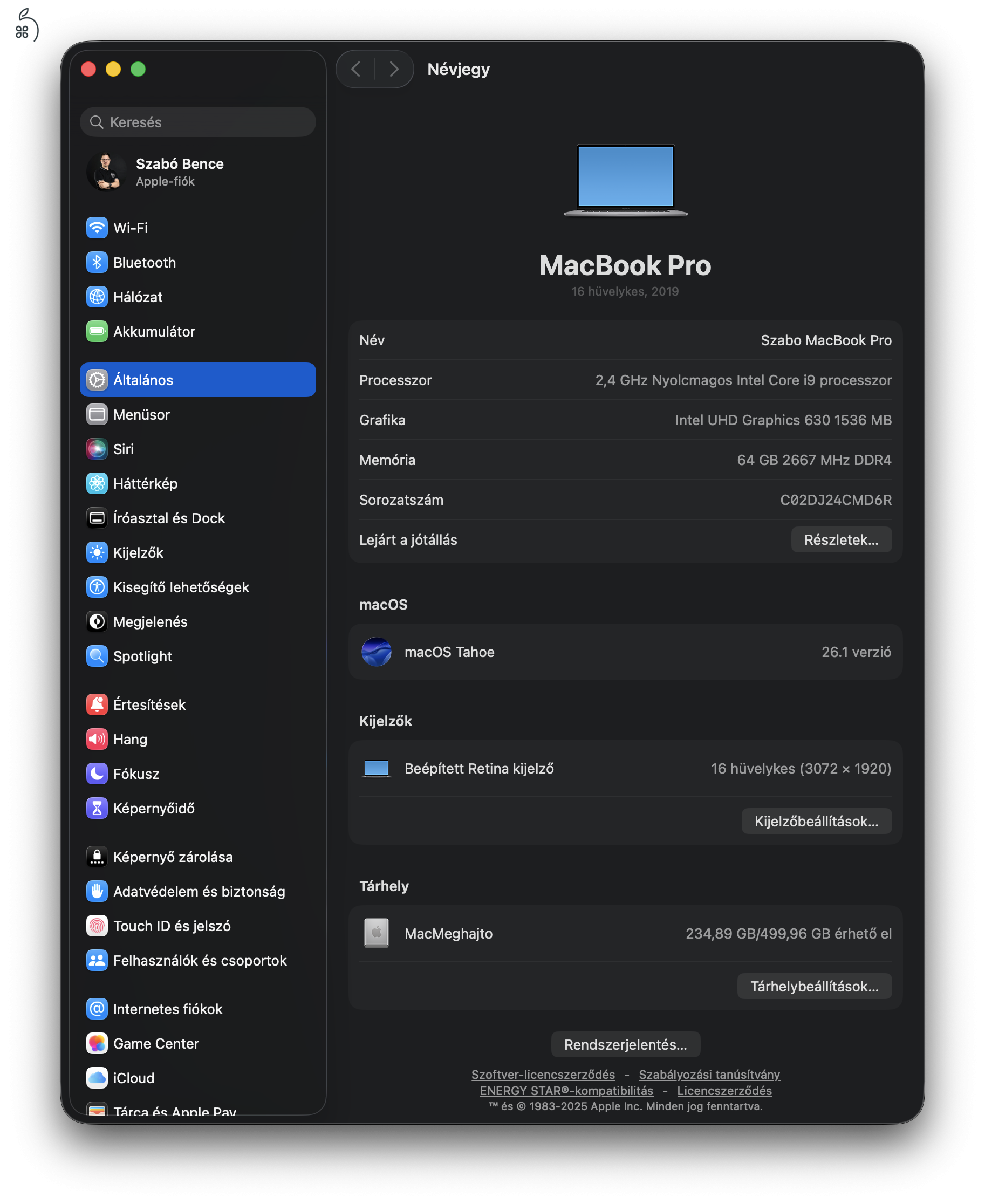 Apple MacBook Pro 16” (2019) – i9 / 64GB RAM / Radeon 5500M