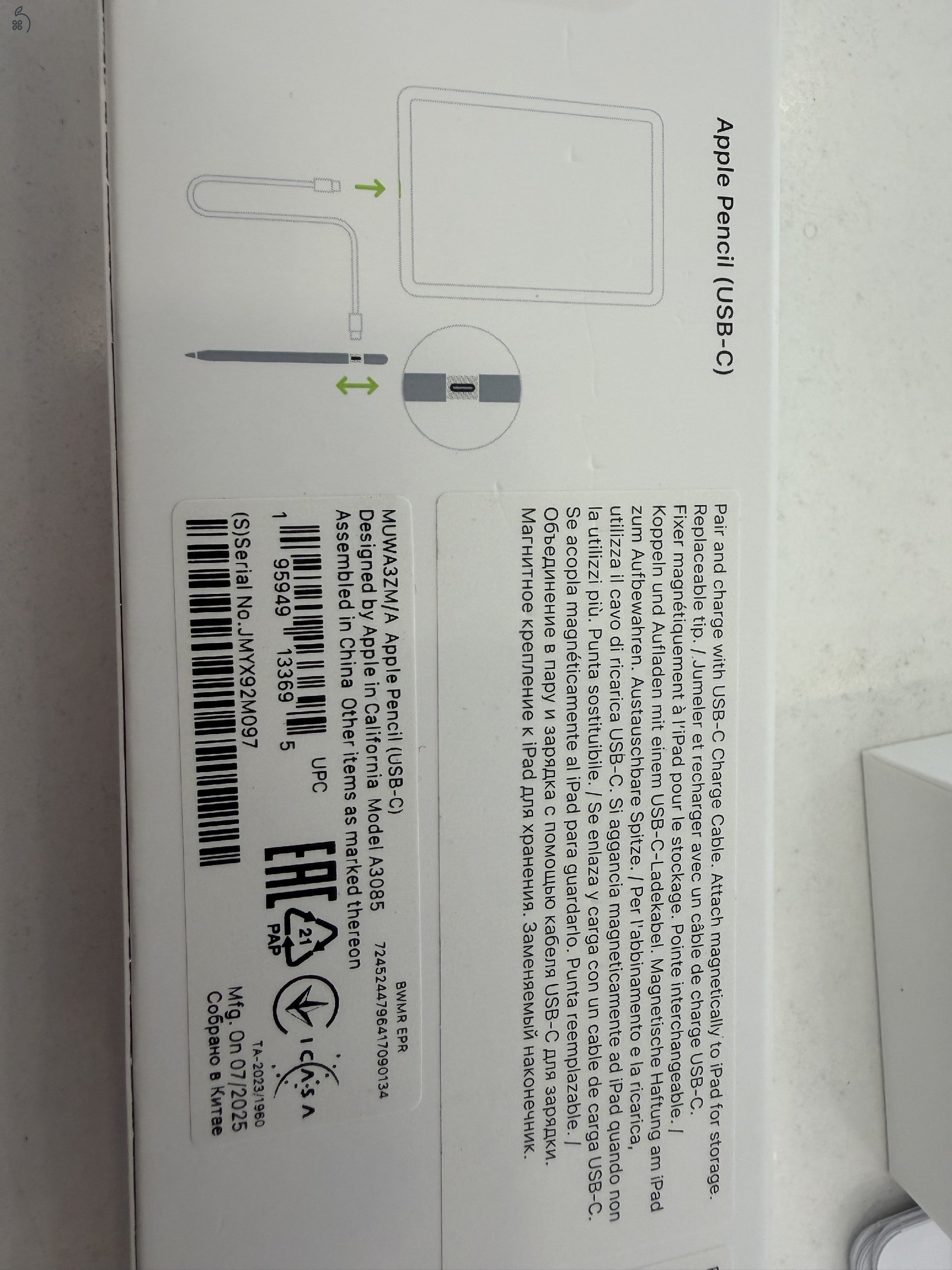 Apple Pencil USB-C A3085 Újszerű 1 hónap gar.