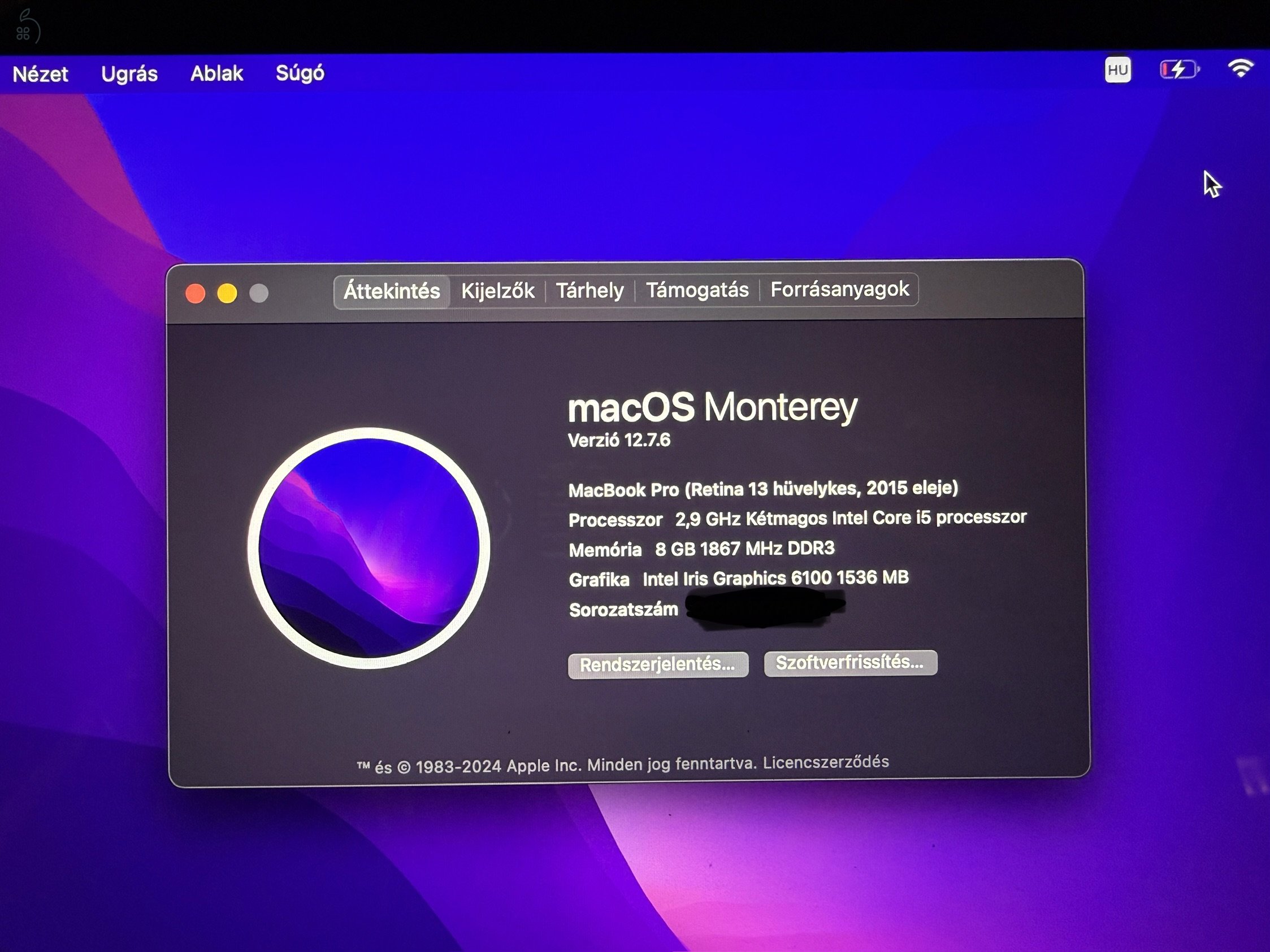  Apple MacBook Pro 13” Retina (early 2015) – szép állapot, komplett csomag