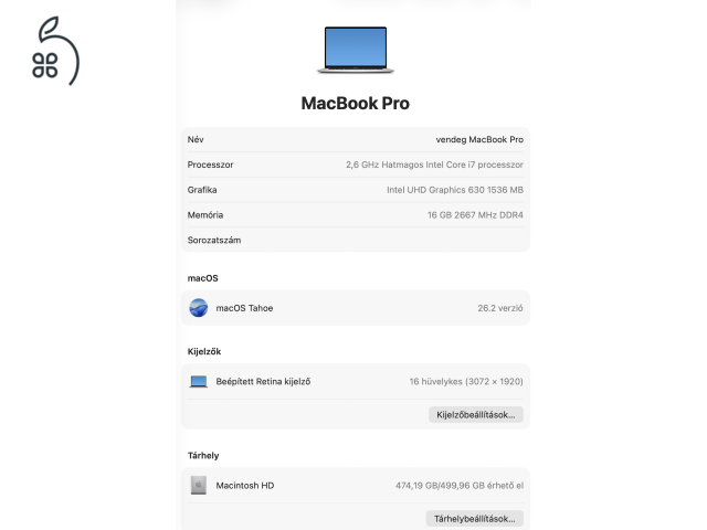 MacBook Pro 16” 2019 i7 / 16GB / 512GB