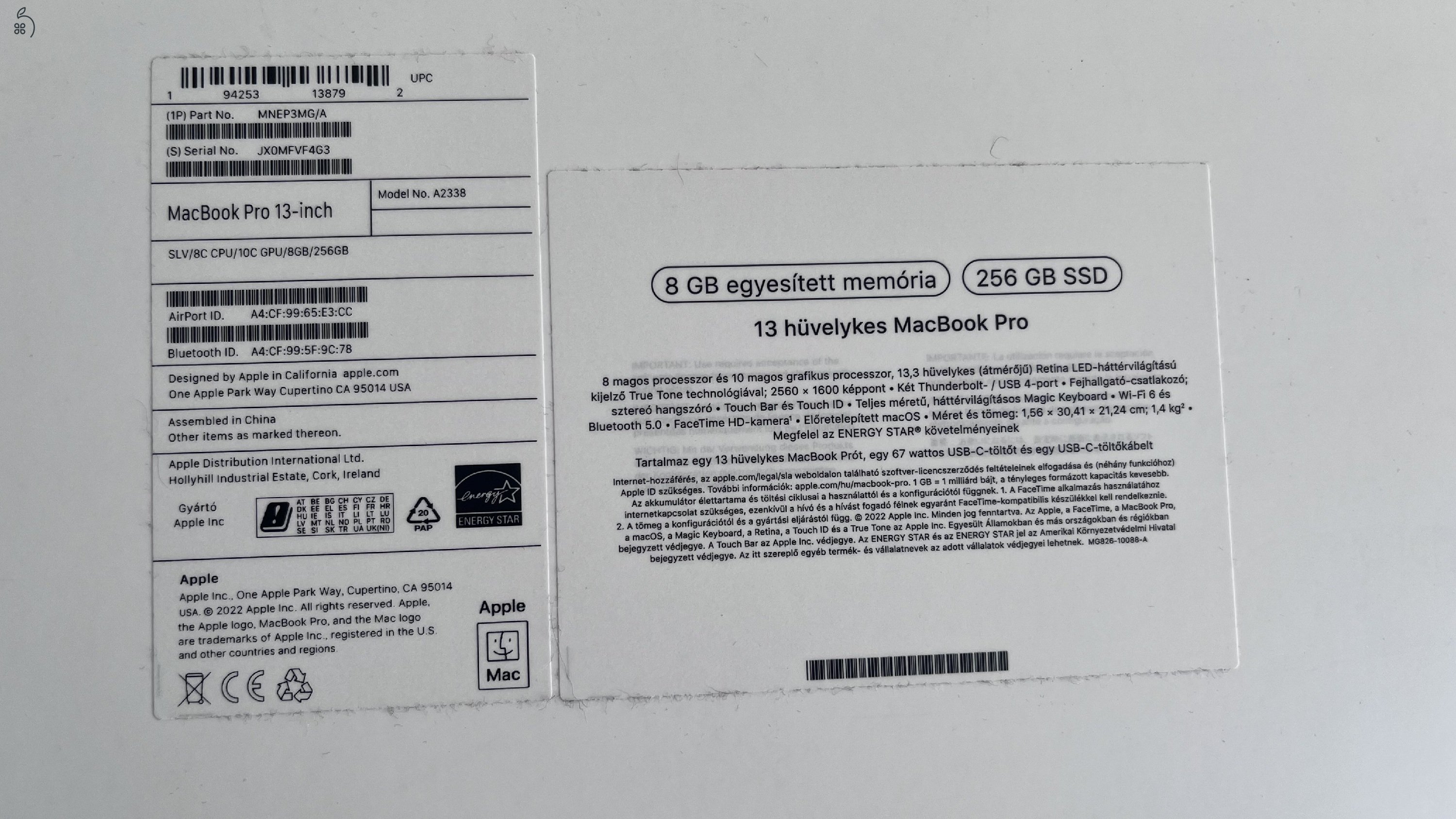 Eladó Apple MacBook Pro 13” (M2, 2022) – kiváló állapotban