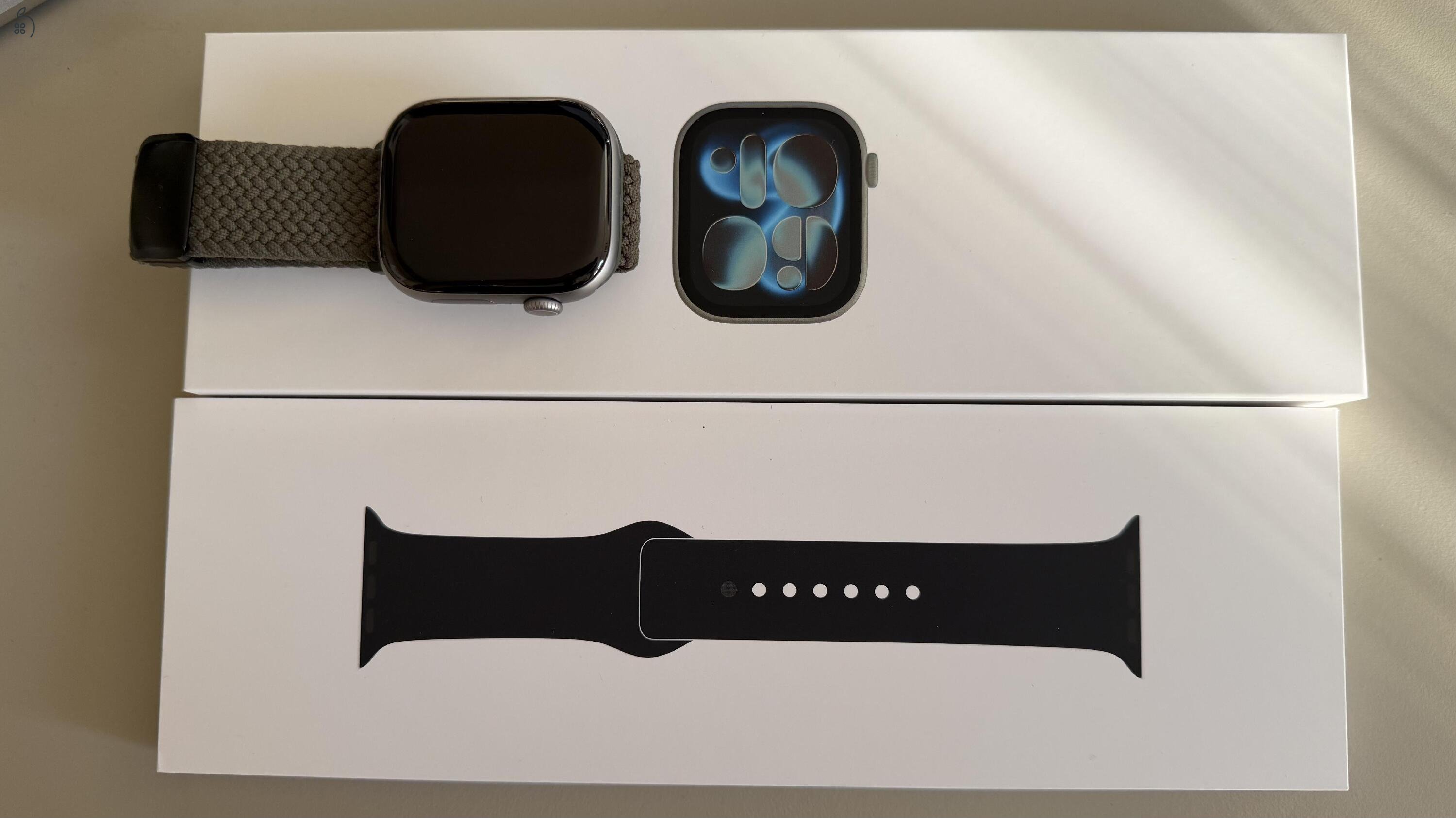 Apple Watch Series 11 GPS 46mm Space Grey Aluminium, gyári fekete szíjjal eladó - 6 hónapos