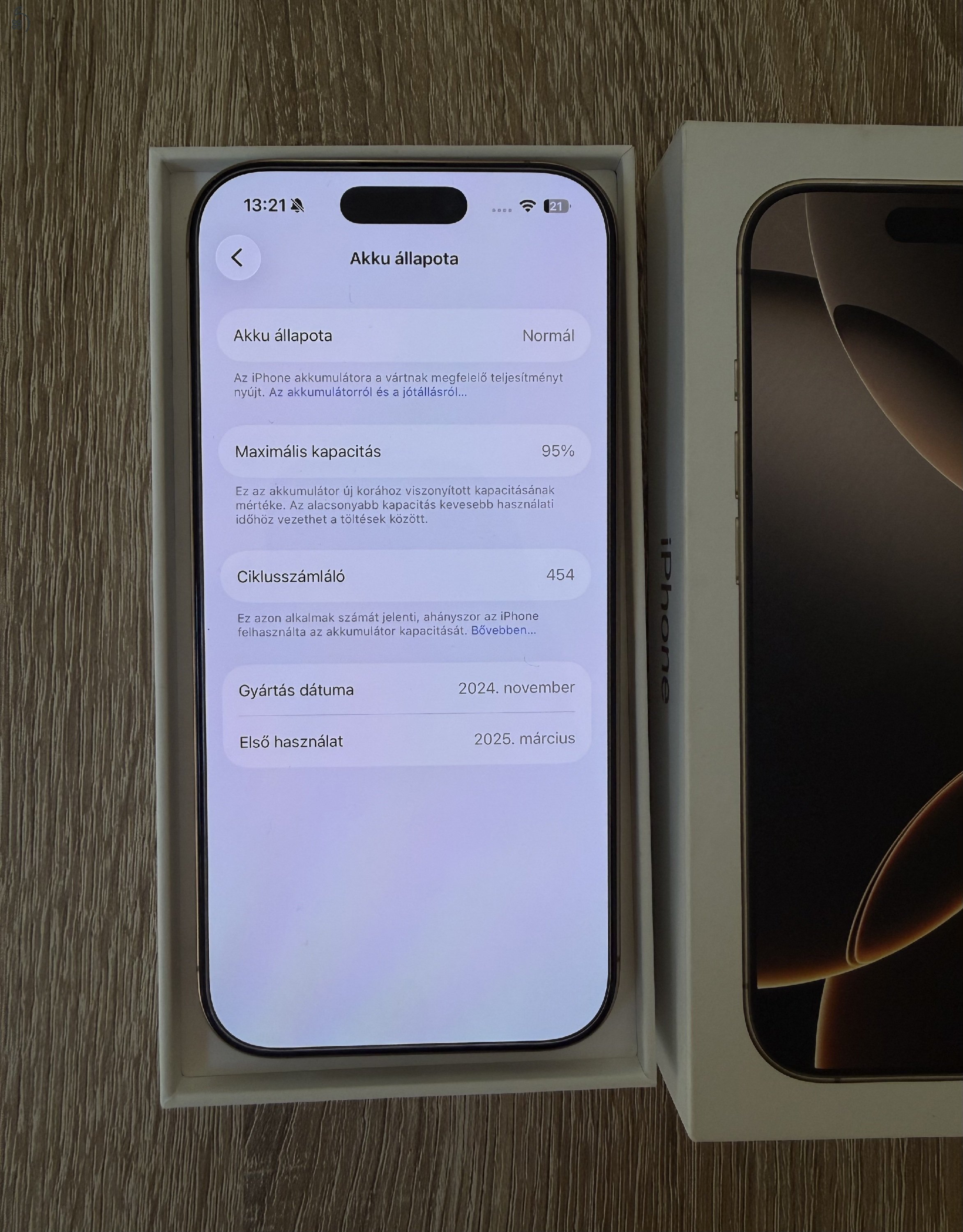 iPhone 16 Pro 128GB - Desert Titanium - 95% akku - Kártyafüggetlen