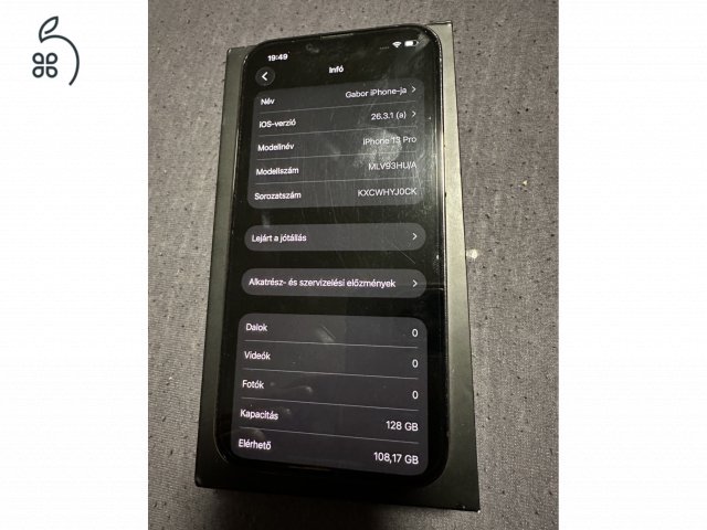 Eladó iPhone 13 Pro 128GB Szürke - Független, top állapot!