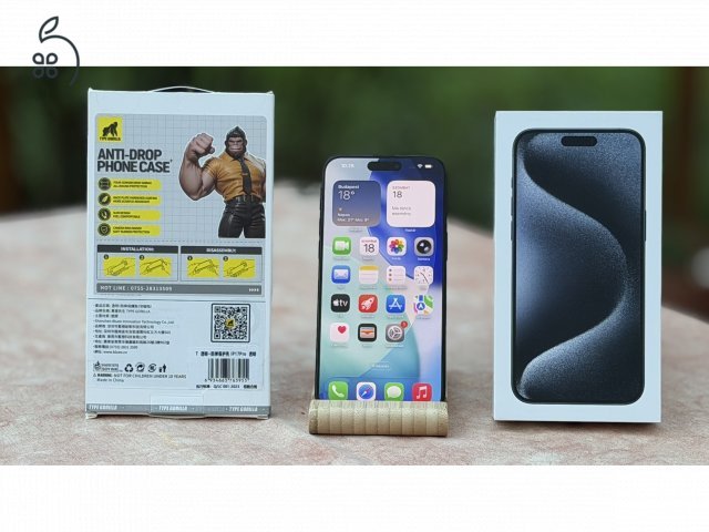 iPhone 15 Pro Max Blue Titanium 256GB karcmentes +4 hónap biztosítással