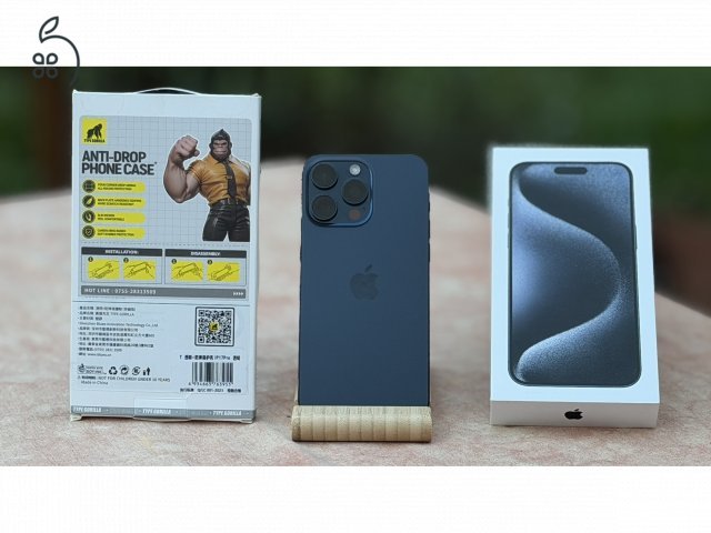 iPhone 15 Pro Max Blue Titanium 256GB karcmentes +4 hónap biztosítással