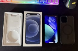 iPhone 12 64GB - Fekete - 100% Akkumulátor - Üvegfólia + Tok