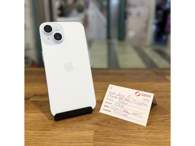 36. Apple iPhone 15 - 128 GB - Kék - Újszerű - Akku 100%