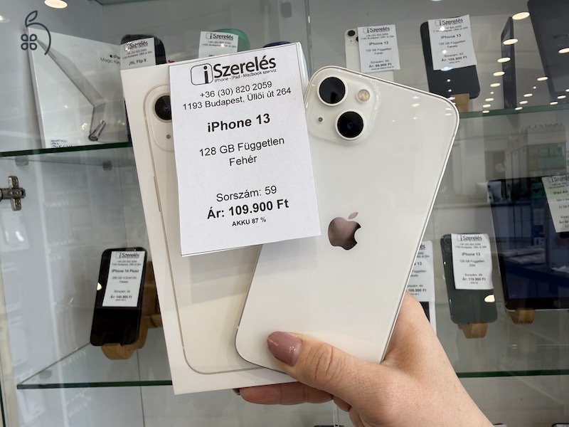 Garanciás iPhone 13 128GB független fehér 87% akku (59) iSzerelés.hu