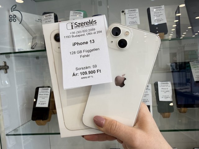 Garanciás iPhone 13 128GB független fehér 87% akku (59) iSzerelés.hu