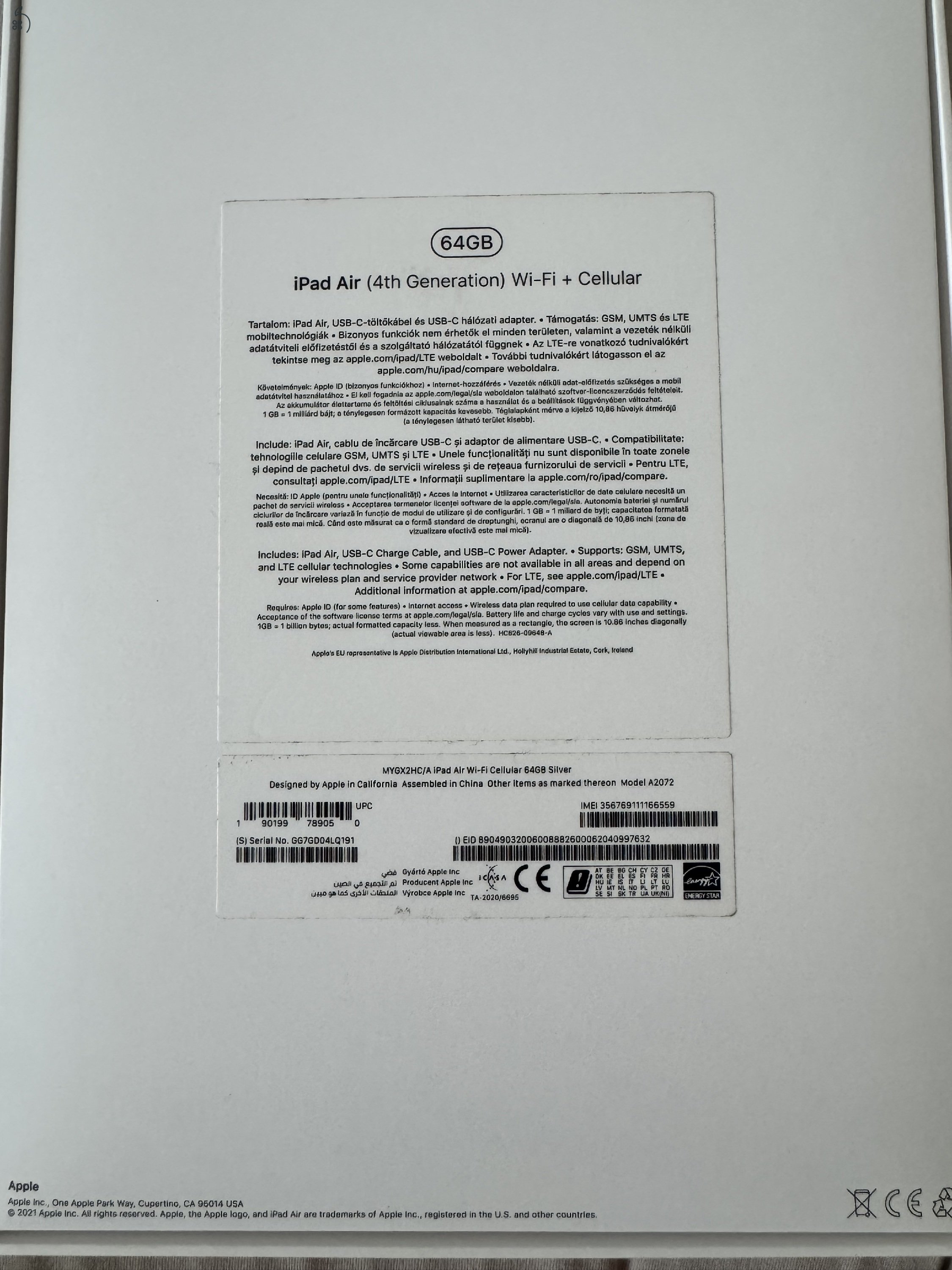 Ipad Air 4 WiFi + Cellular 64 GB 