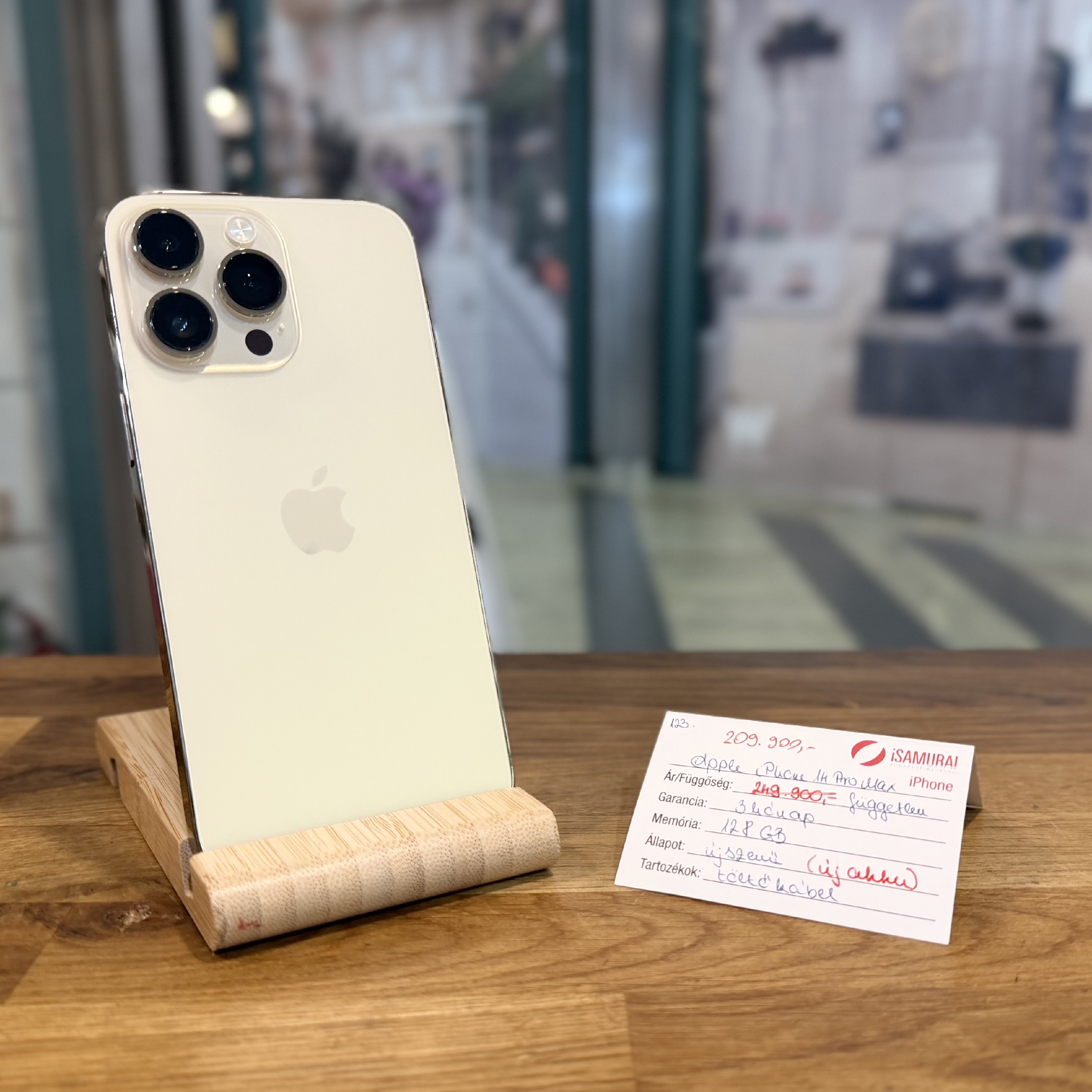 123. Apple iPhone 14 Pro Max - 128GB - Gold - akku 100%