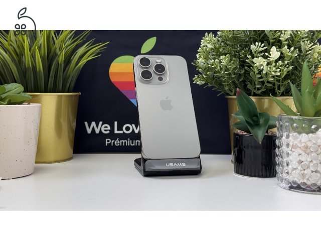 iPhone 15 Pro 128GB Natúr Titán, Független - Számla, 1ÉV Garancia
